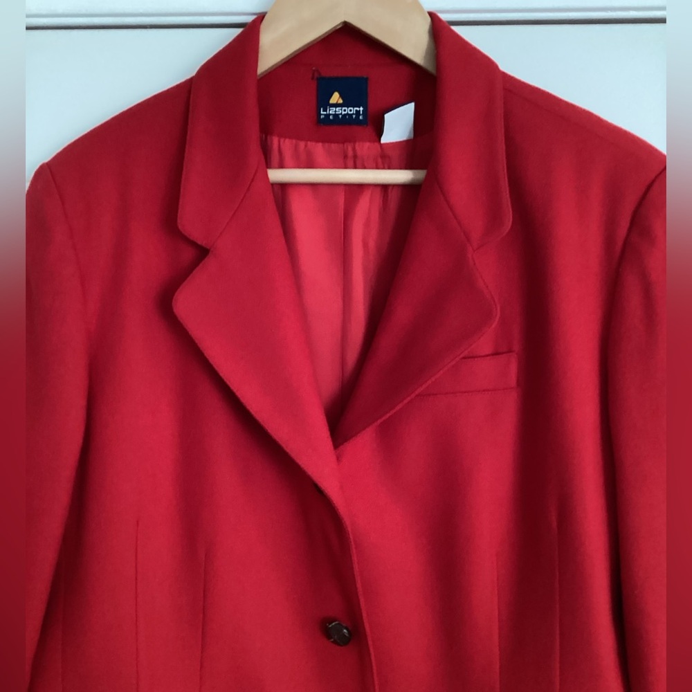 Vintage LizSport Wool Red Blazer 14 Petite - Picture 2 of 16